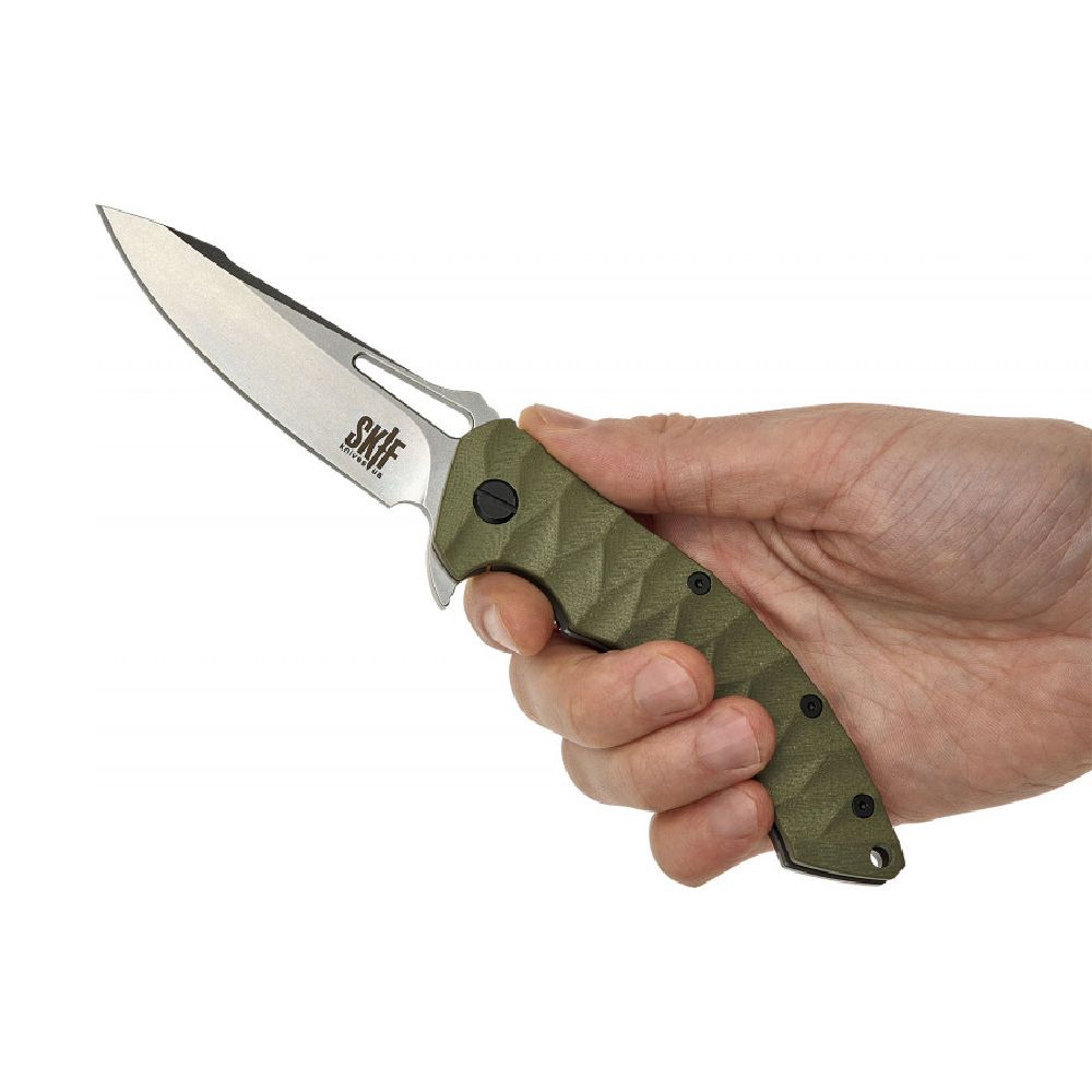 Нож раскладной SKIF Shark II SW, длина 217 мм. Рукоятка G10. Цвет олива 3
