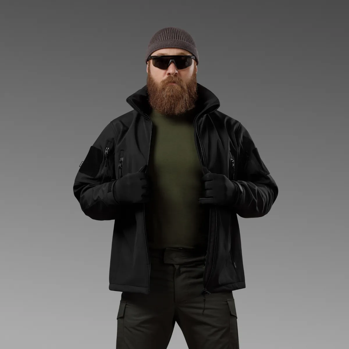 Комплект одягу Softshell Hawk Jacket & Pants. Захист від вітру та вологи. Чорний 9