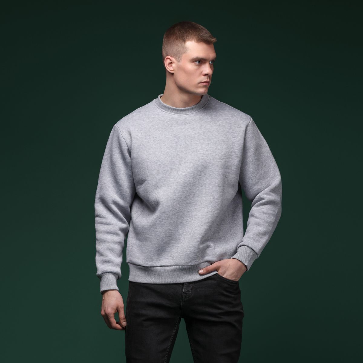 Свитшот Base Soft Sweatshirt. Свободный стиль. Цвет Серый/Gray 5