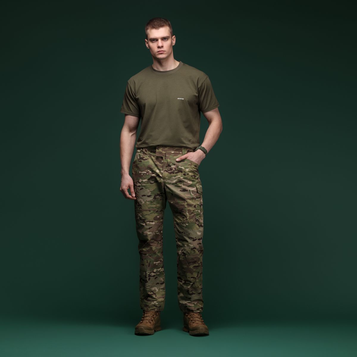 Футболка Basic Military T-shirt. Cotton and Elastane, олива 4