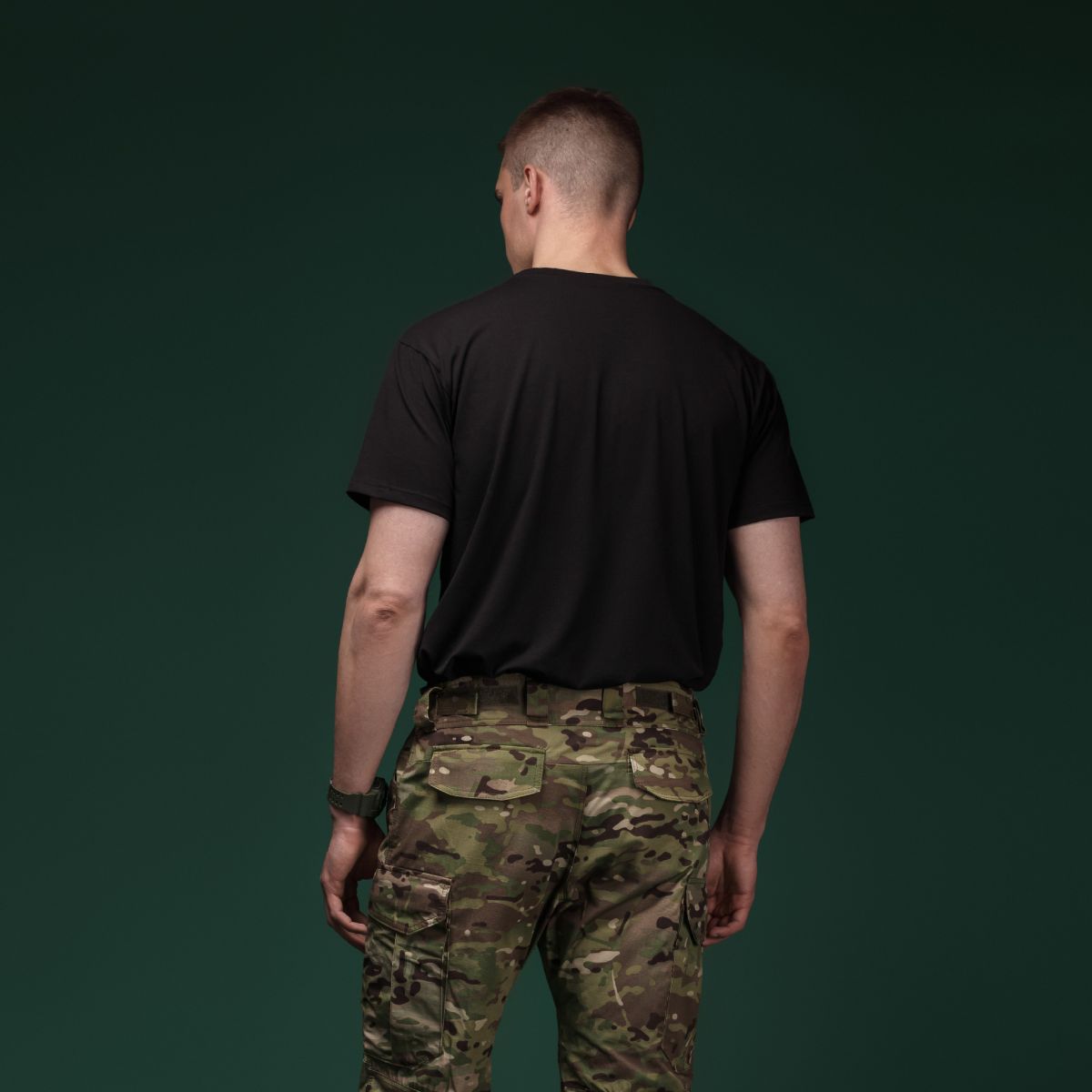 Футболка Basic Military T-shirt без логотипа. Cotton and Elastane, черный 3