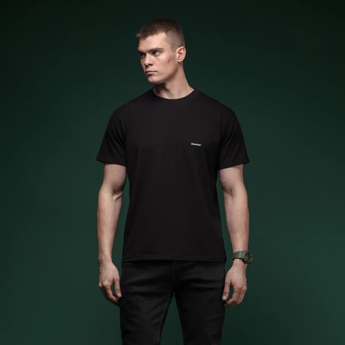 Футболка Basic Military T-shirt. Cotton and Elastane, черный 3