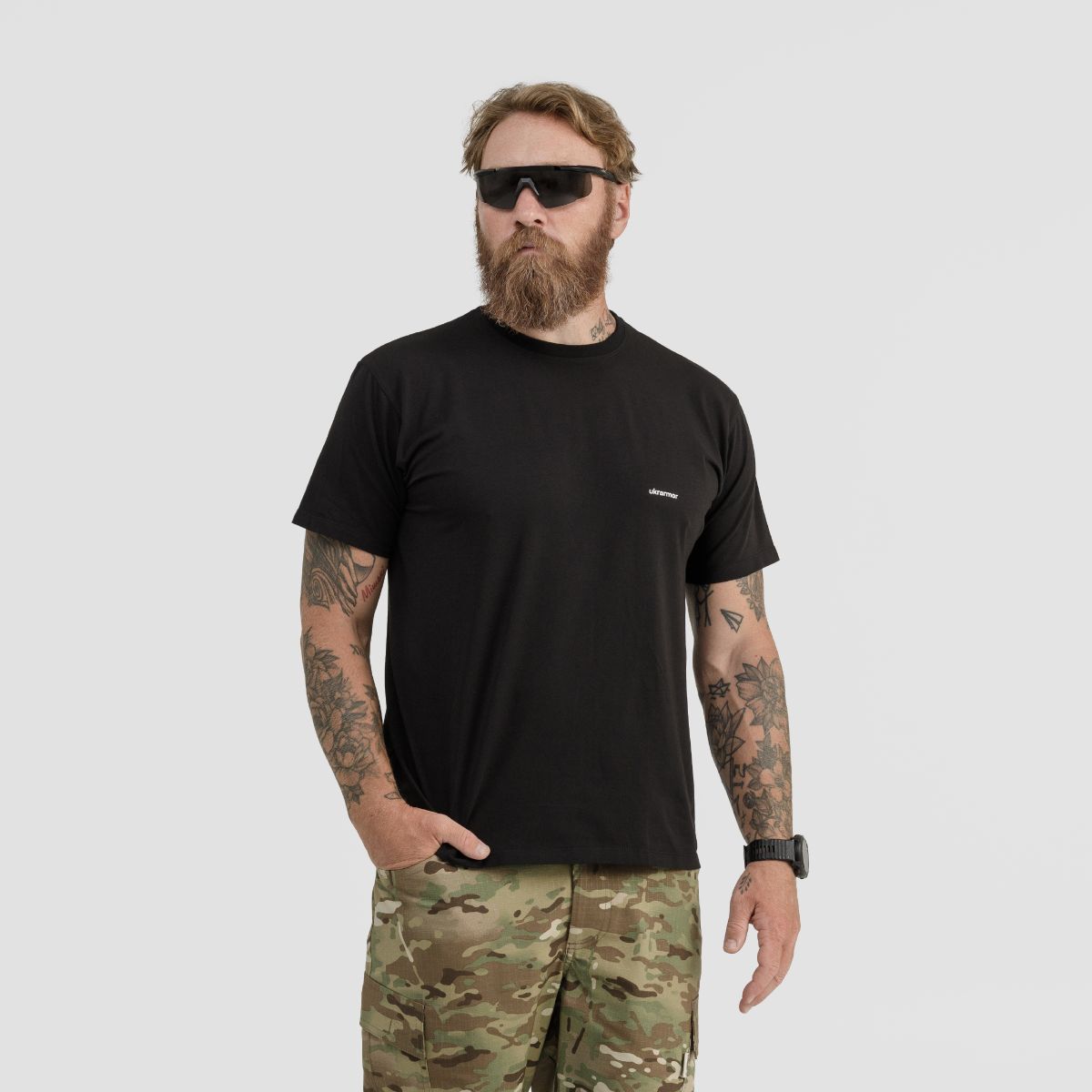 Футболка Basic Military T-shirt. Cotton and Elastane, черный