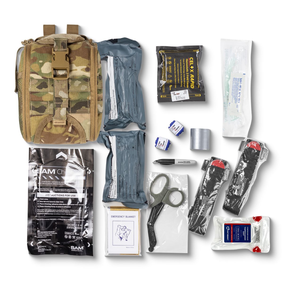 Медичний комплект E-CLK (Elite Combat Lifesaver Kit) для невідкладної допомоги. Мультикам 2