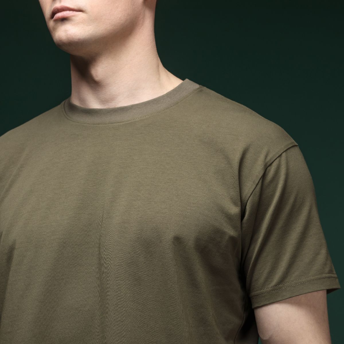 Комплект футболок Basic Military T-shirt без логотипу. Cotton/Elastane, олива - чорний 4