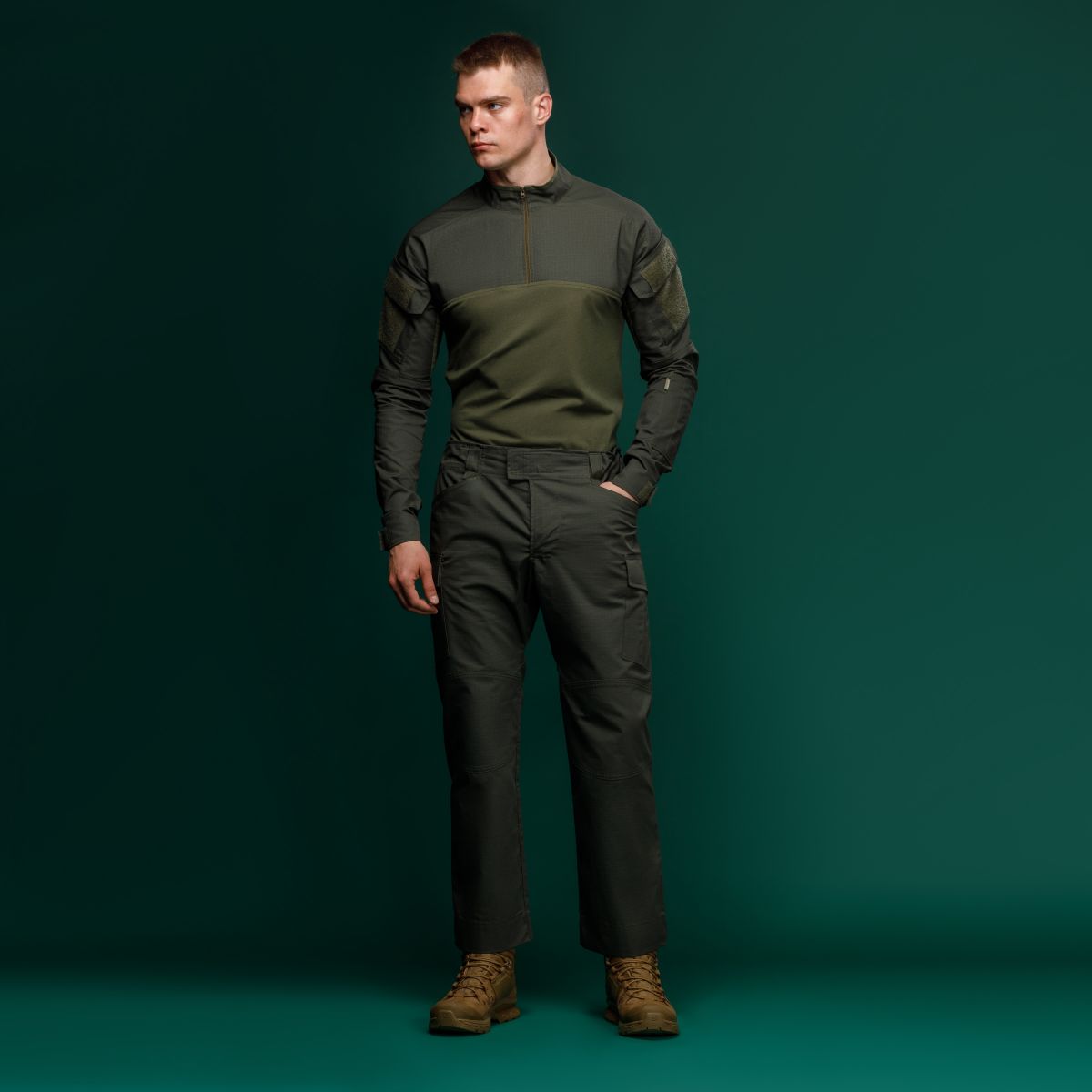 Тактична сорочка Core Combat Shirt, довгий рукав, комбіновані матеріали. Олива 6