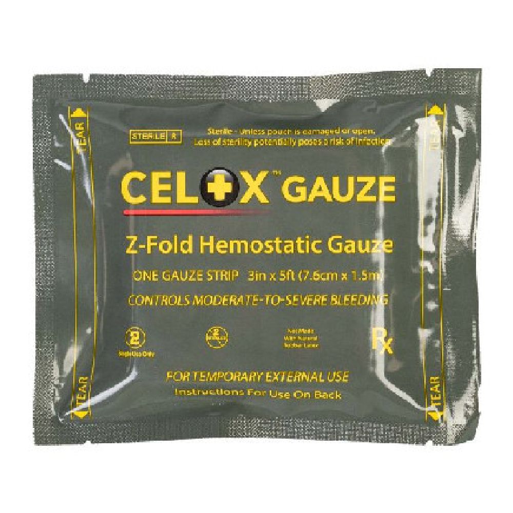 Марля-бинт гемостатическая кровоостанавливающая Z-Fold Celox Gauze, 7.6 см х 1.5 м