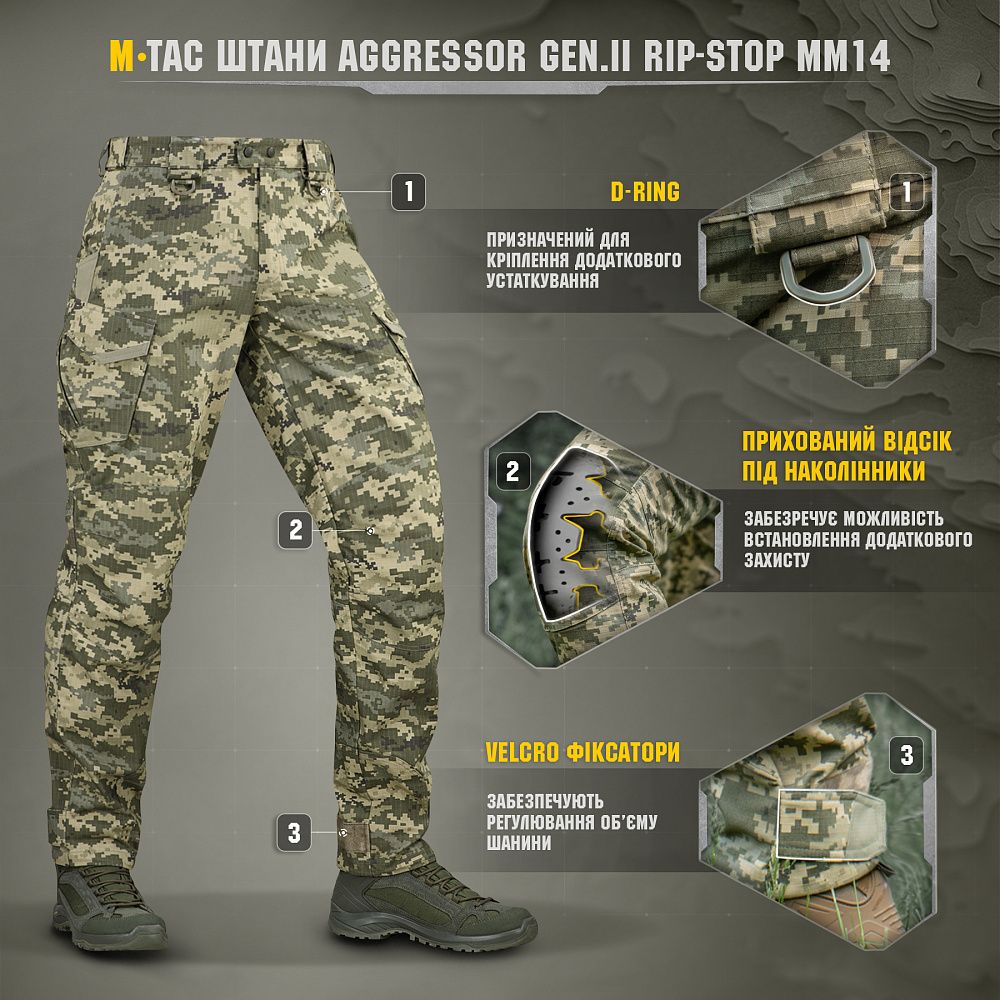 Штаны M-Tac Aggressor Gen II Flex Rip-Stop. Пиксель (мм-14) 4