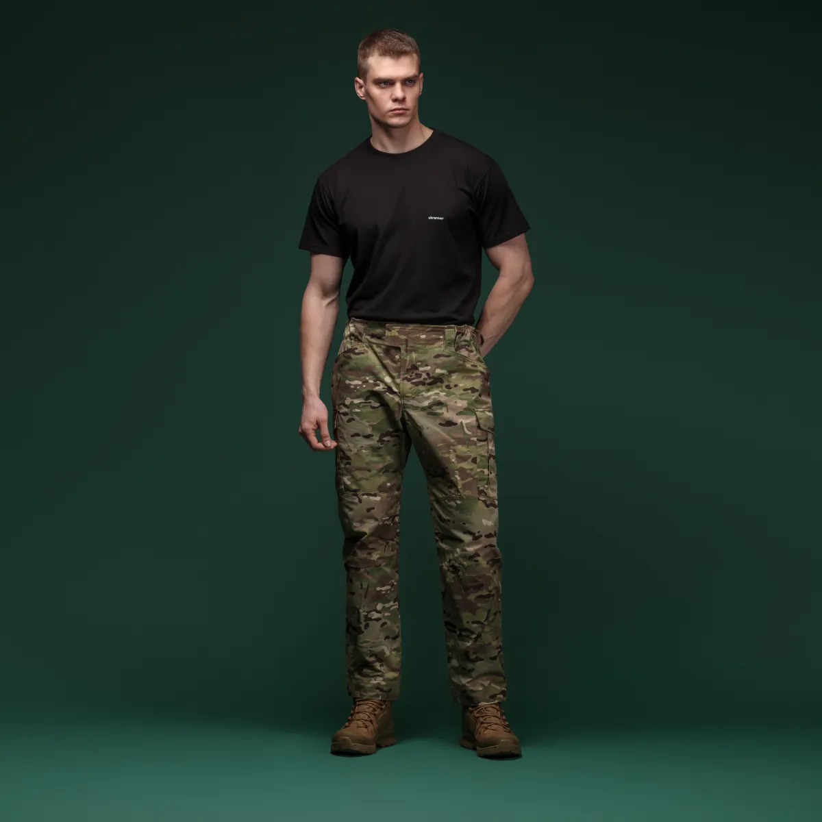 Футболка Basic Military T-shirt. Cotton and Elastane, черный 5