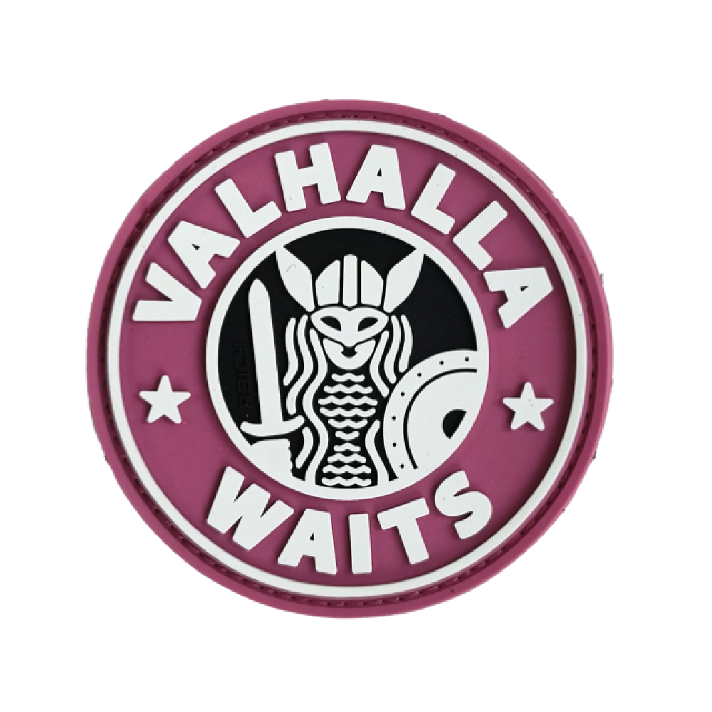 Патч (шеврон) «Valhalla Waits» R3ICH. Мягкий ПВХ пластик. Розовый