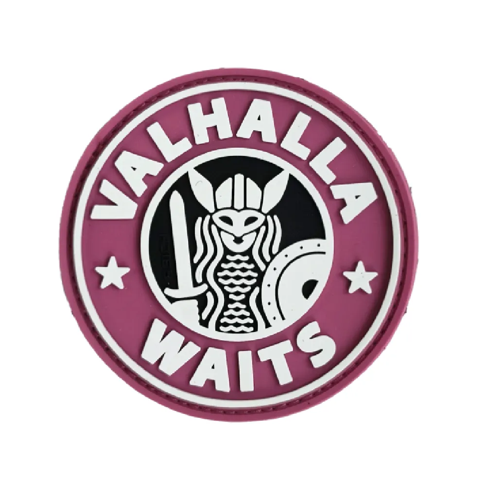 Патч (шеврон) «Valhalla Waits» R3ICH. Мягкий ПВХ пластик. Розовый