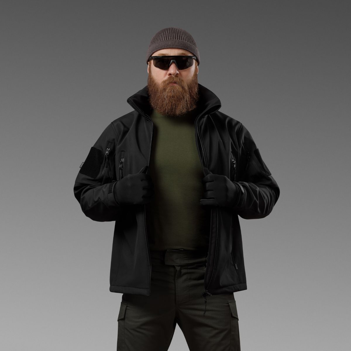 Куртка тактическая Softshell Hawk Jacket. Защита от ветра и влаги. Черный 10