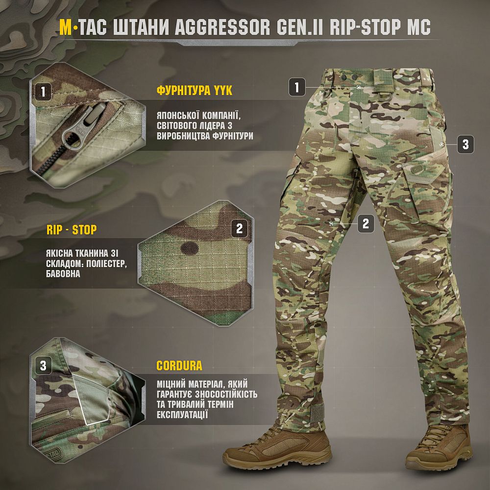 Штаны M-Tac Aggressor Gen II Flex Rip-Stop. Мультикам 6