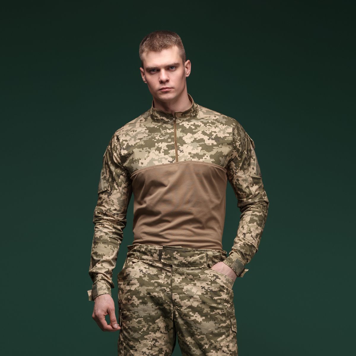 Тактична сорочка Core Combat Shirt, довгий рукав, комбіновані матеріали. Піксель (мм-14) 2