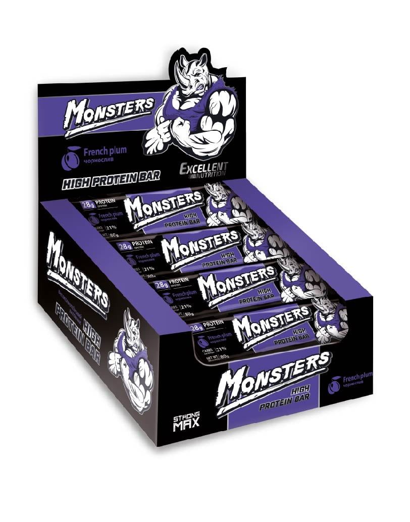 Батончик протеїновий Vale Monsters High Protein Bar зі смаком чорносливу, 80 г 2