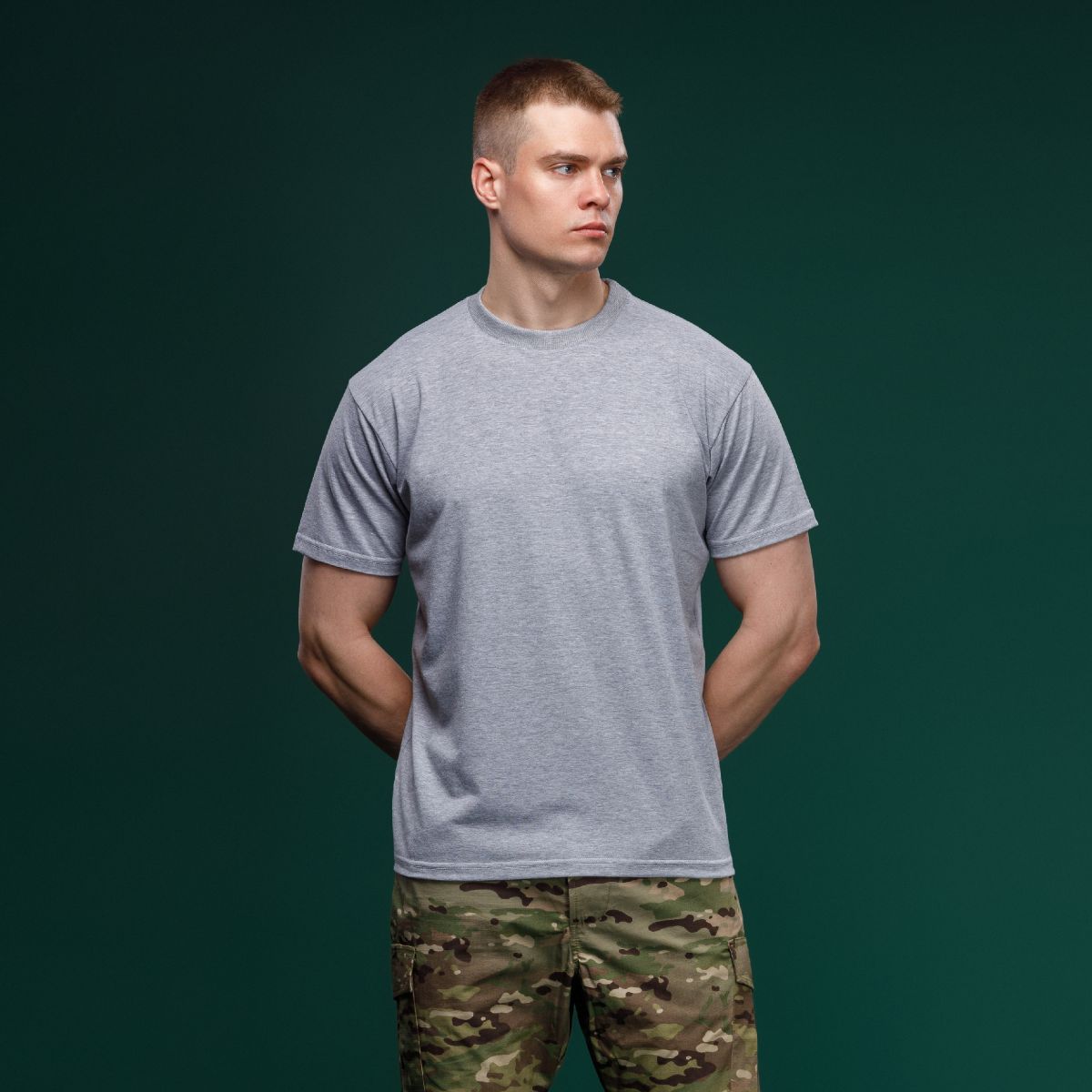 Футболка Basic Military T-shirt без логотипа. Cotton and Elastane, серый 2