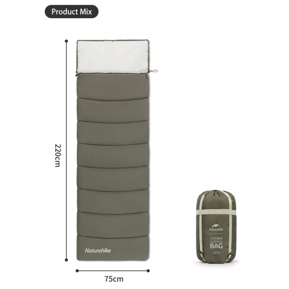 Спальний мішок Naturehike LD350 (-2°C до -13°C). Лівий. Темно-зелений 4
