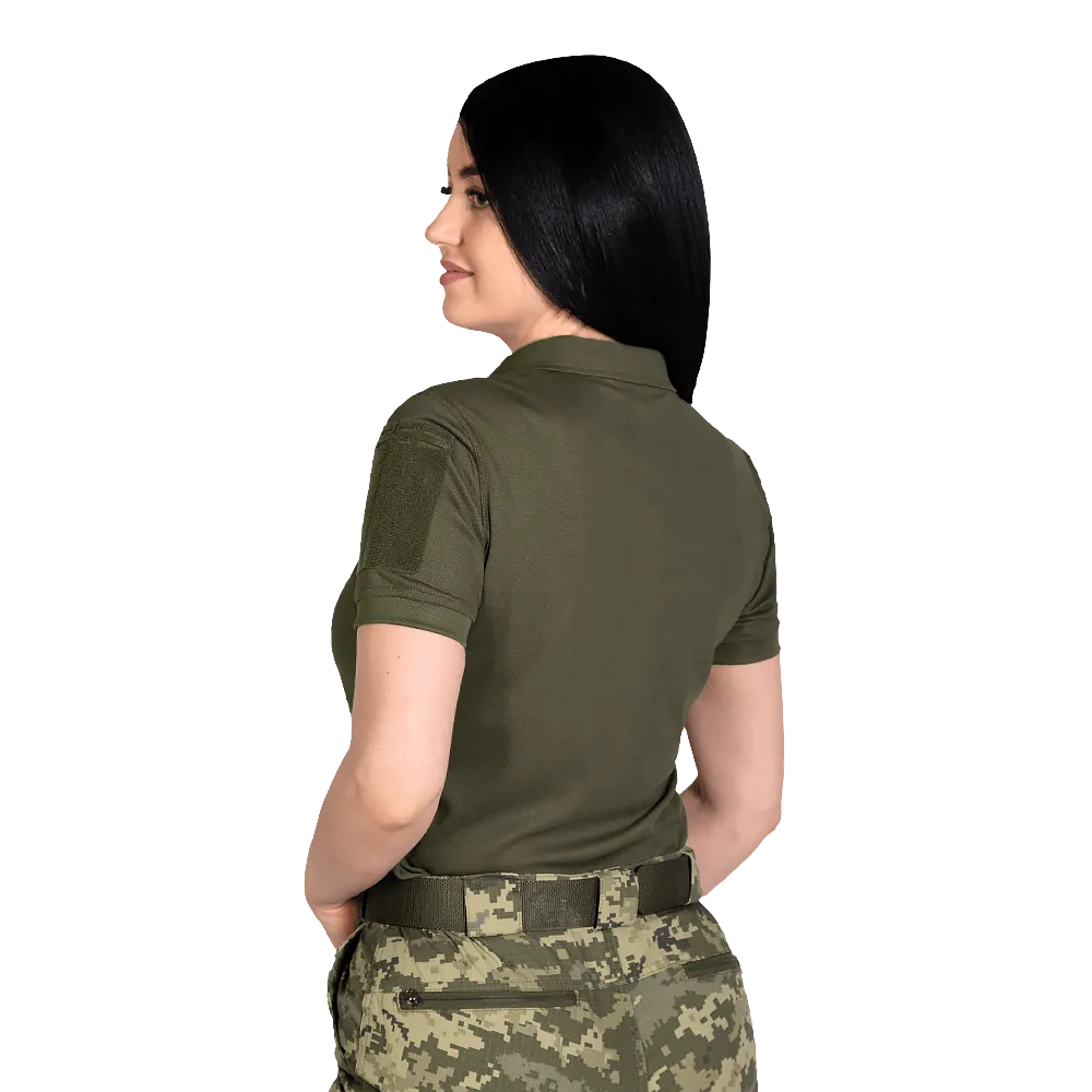 Поло женское тактическое Pani Army ID LT Camotec. Олива 2