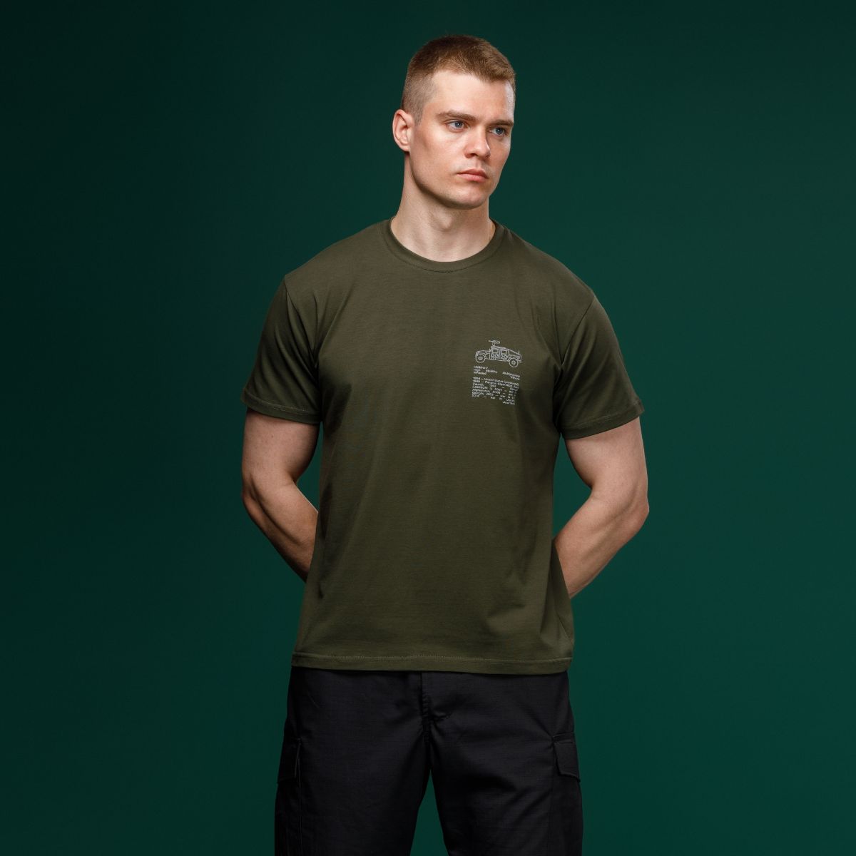 Футболка Basic Military T-Shirt. HMMWV. Cotton and Elastane, олива 2