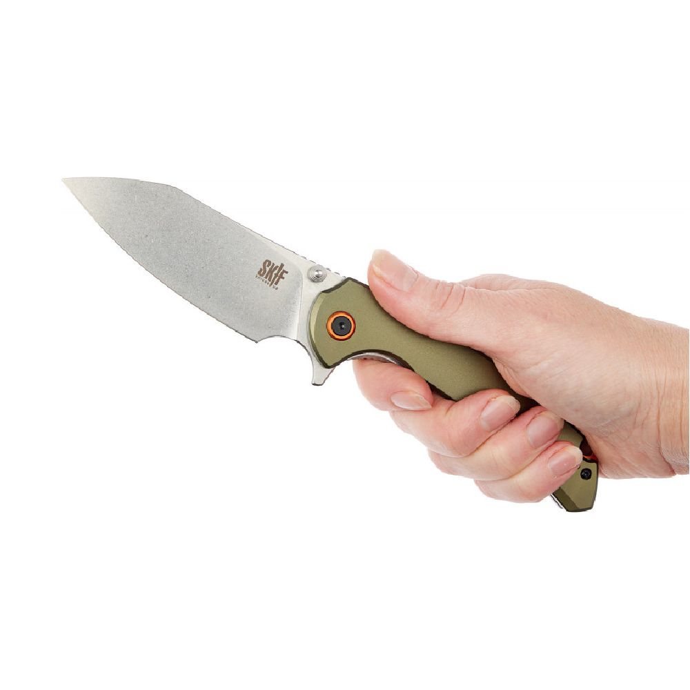 Нож раскладной SKIF Jock SW. Длина 205 мм, вес 118 г. Рукоятка оливковая. 2