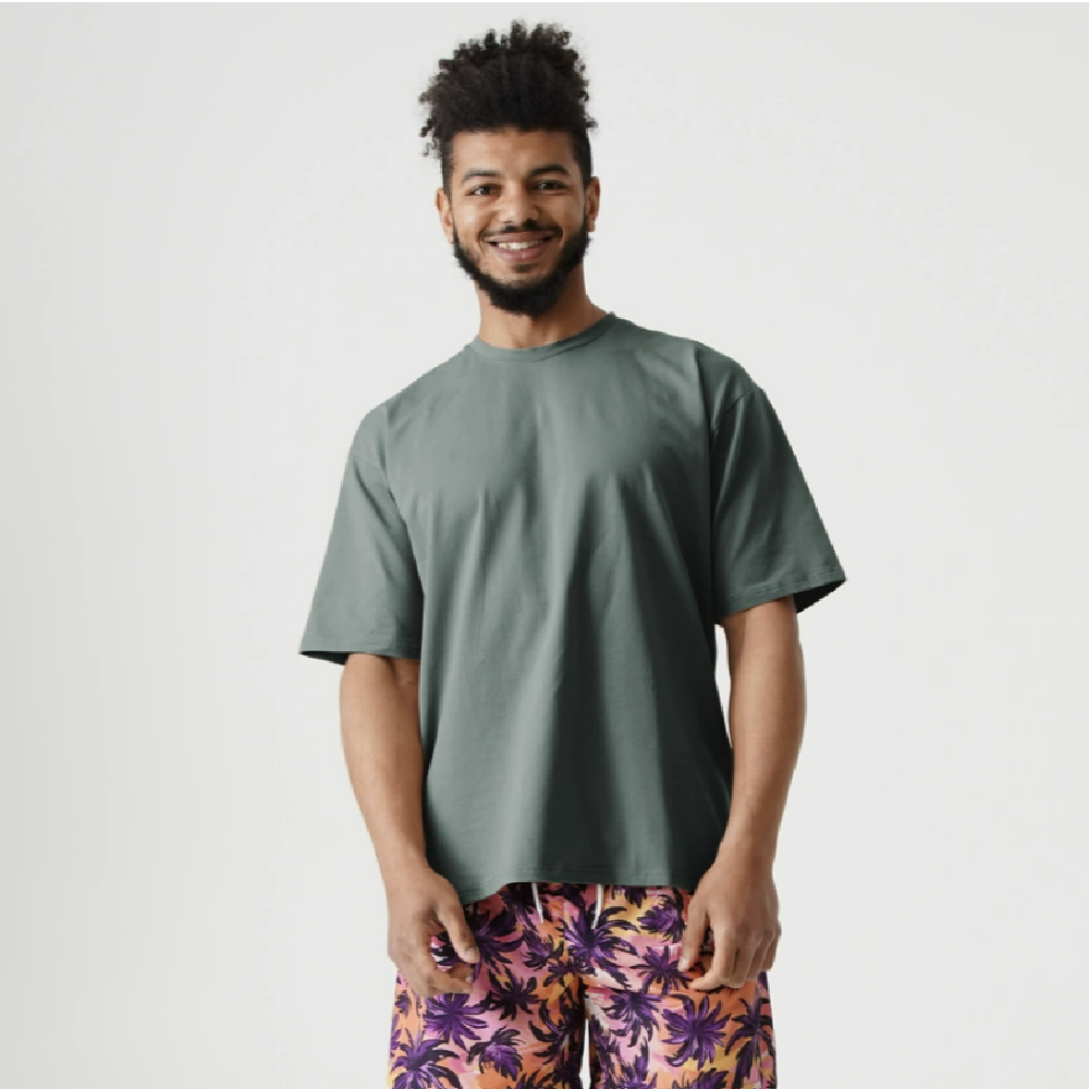 Футболка Men's Set Oversize Fit U-neck. Cotton. Сіро-зелений 4