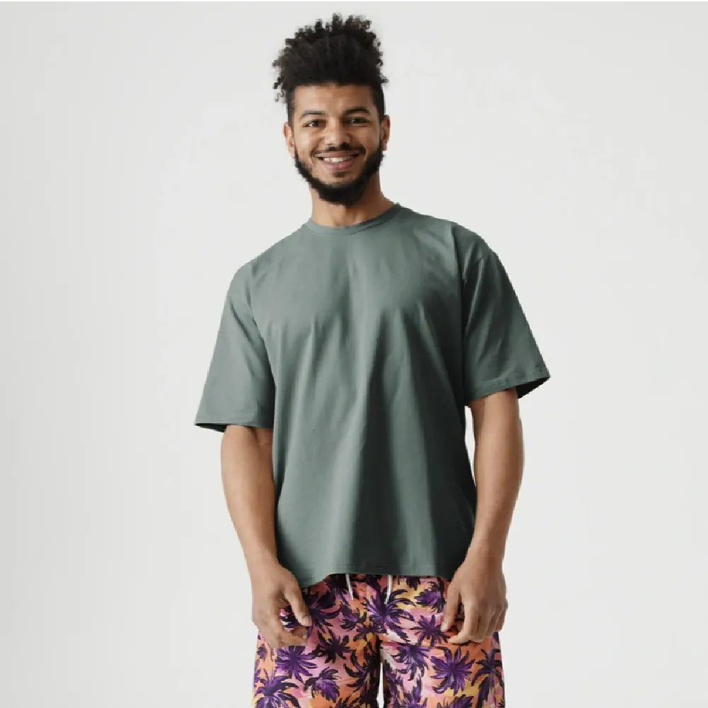 Футболка Men's Set Oversize Fit U-neck. Cotton. Сіро-зелений 4