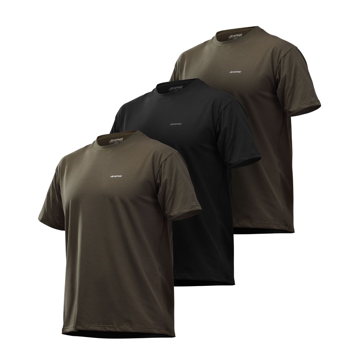 Комплект футболок Basic Military T-shirt. Cotton/Elastane, олива - чорний