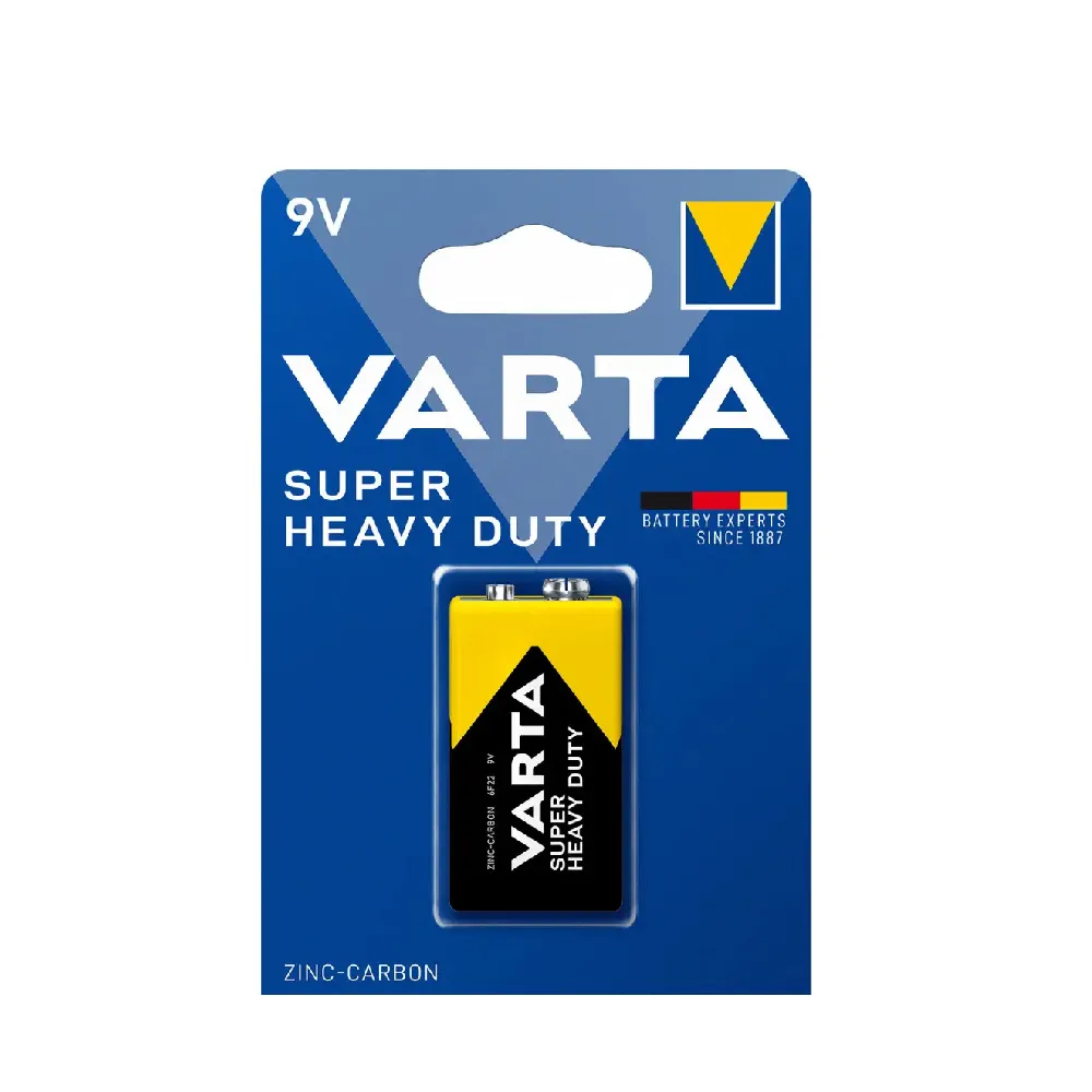 Батарейка Varta крона 9V, Super Heavy Duty. Аккумулятор Carbon-Zinc