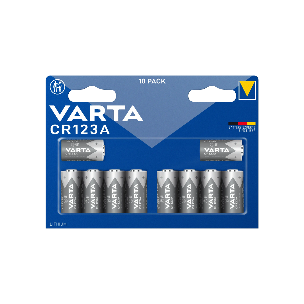 Батарейка літієва Varta CR123A U-1 Lithium, 3V, місткість 1500 мАг, 10 шт