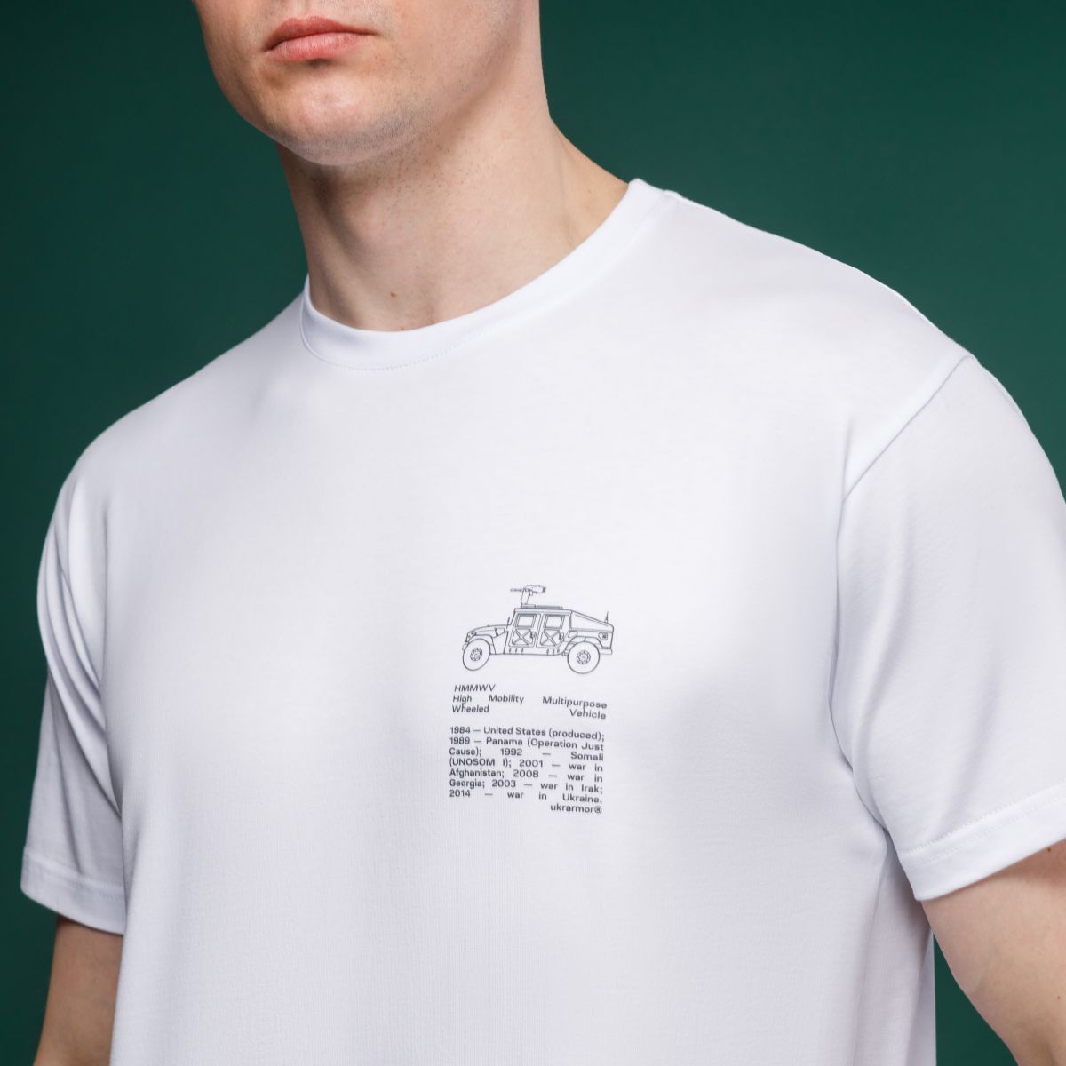 Футболка Basic Military T-Shirt. HMMWV. Cotton and Elastane, білий 3