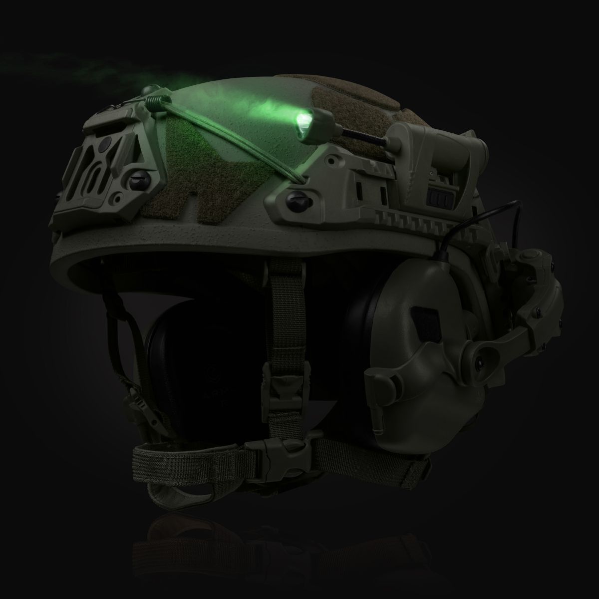 Тактический фонарик LT-09-T на шлем с 4-мя светодиодами. Олива 7