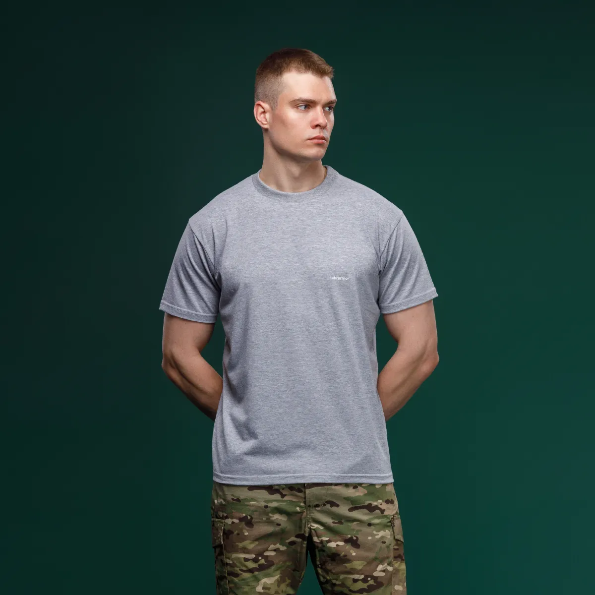 Футболка Basic Military T-shirt. Cotton and Elastane, сірий 2