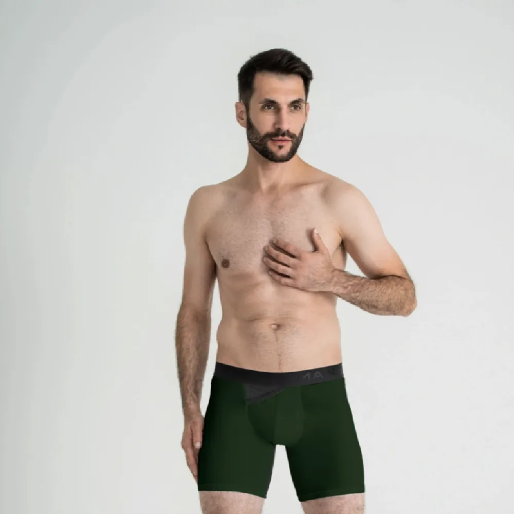 Труси чоловічі анатомічні з сіткою Men's Set Anatomic Long 2.0 Light Black Series. Темно-зелений 4