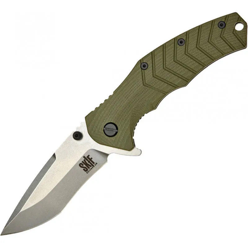 Нож раскладной SKIF Griffin II SW. Классическое лезвие. Длина 218 мм. Олива. 5