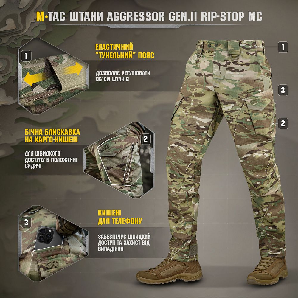 Штаны M-Tac Aggressor Gen II Flex Rip-Stop. Мультикам 8