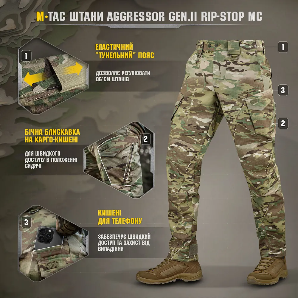 Штани M-Tac Aggressor Gen II Flex Rip-Stop. Мультикам 8