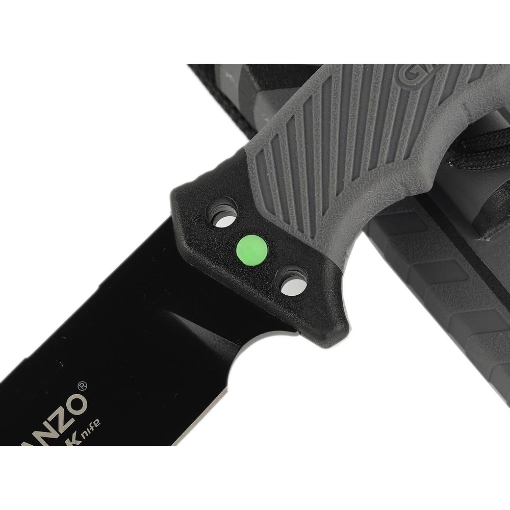 Нож Ganzo G8012V2-BK серый с паракордом и кресалом. Углеродистая сталь 3