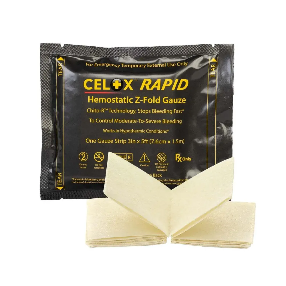 Марля-бинт гемостатическая кровоостанавливающая Z-Fold Celox Rapid. Размер 7.6 см на 1.5м. 4