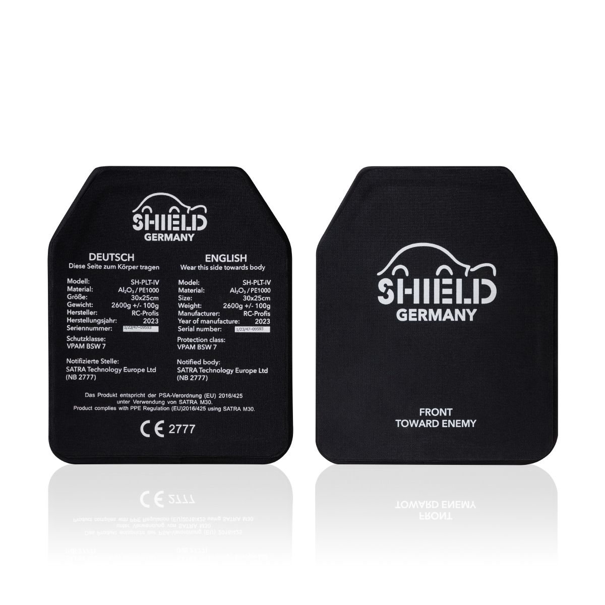 Керамічні бронеплити 6 класу захисту Shield Germany® 25х30 см, вага 2.65 кг 2