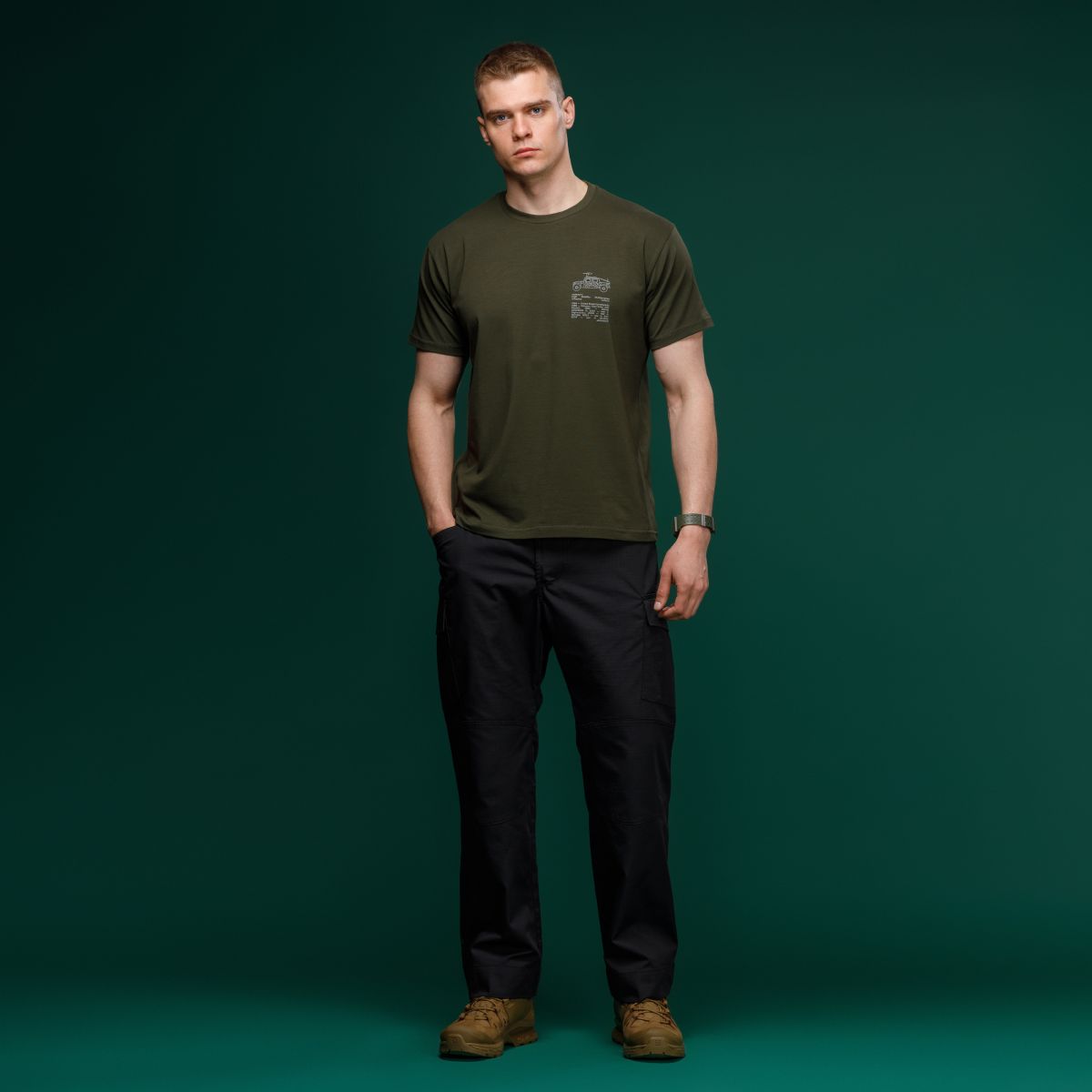 Футболка Basic Military T-Shirt. HMMWV. Cotton and Elastane, олива 5
