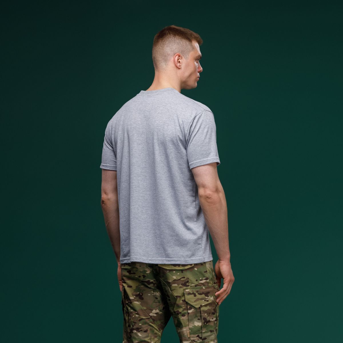 Футболка Basic Military T-shirt. Cotton and Elastane, серый 5