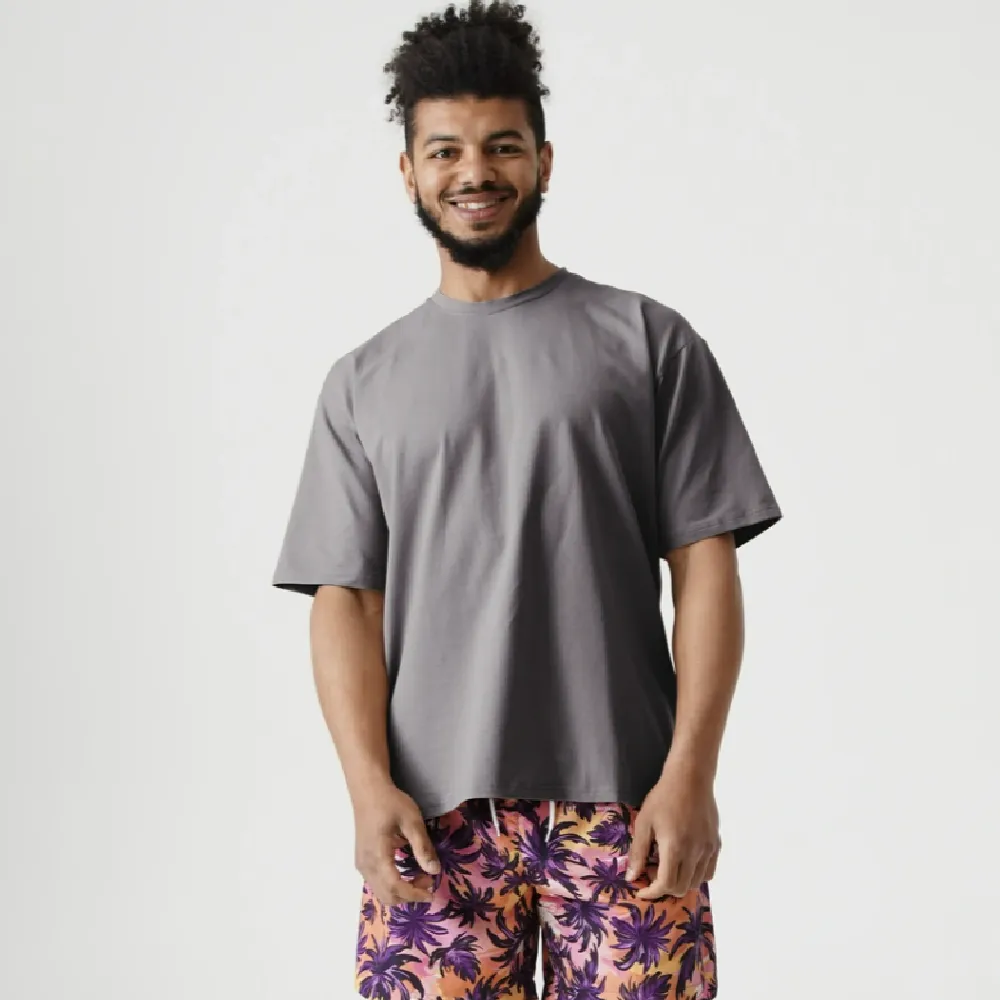 Футболка Men's Set Oversize Fit U-neck. Cotton. Сірий 4