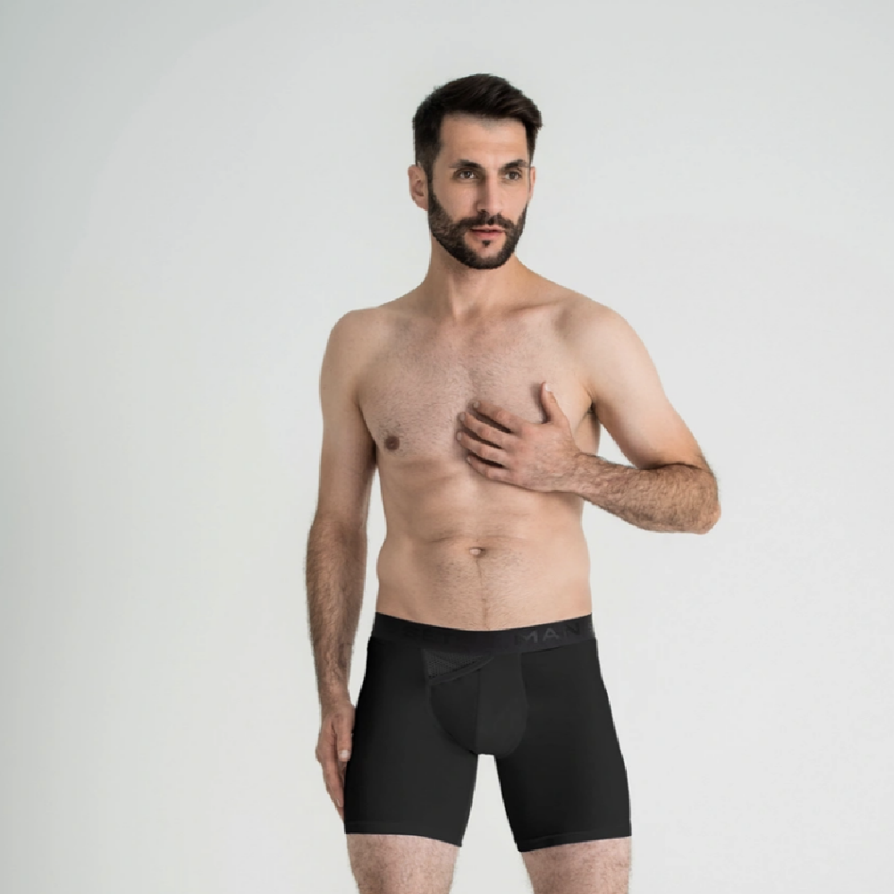 Мужские трусы анатомические с сеткой Men's Set Anatomic Long 2.0 Light Black Series. Черный 4