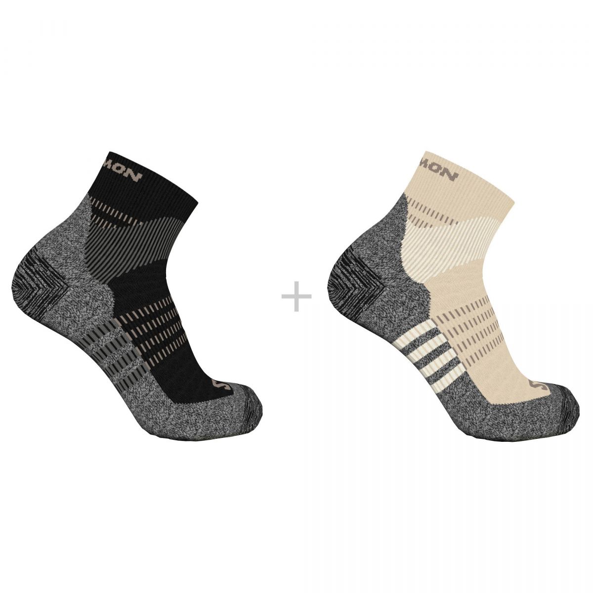 Salomon X Ultra Access Quarter Socks Sand/Black (комплект, 2 пары)