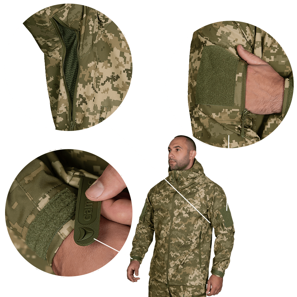 Куртка тактична Stalker SoftShell, Camotec. Піксель (мм-14) 5