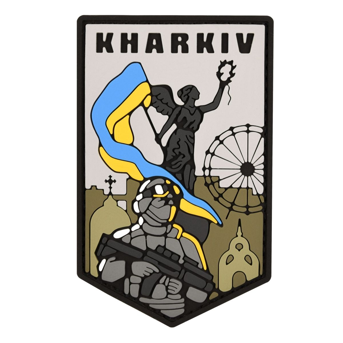 Патч (шеврон) «Харків-місто Героїв» від Brand Element. М’який ПВХ пластик