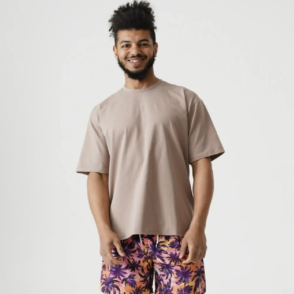 Футболка Men's Set Oversize Fit U-neck. Cotton. Капучино 4