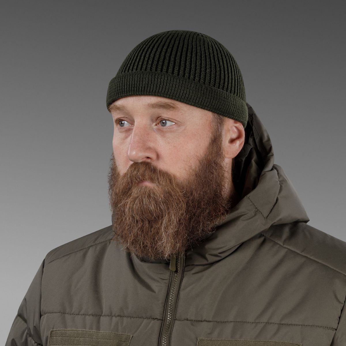 Шапка вязаная Docker Hat. Cotton and wool. Olive 7