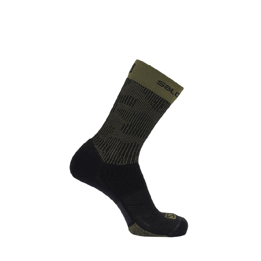 Шкарпетки туристичні Salomon X Ultra MID DX+SX. Колір Black/Olive Night