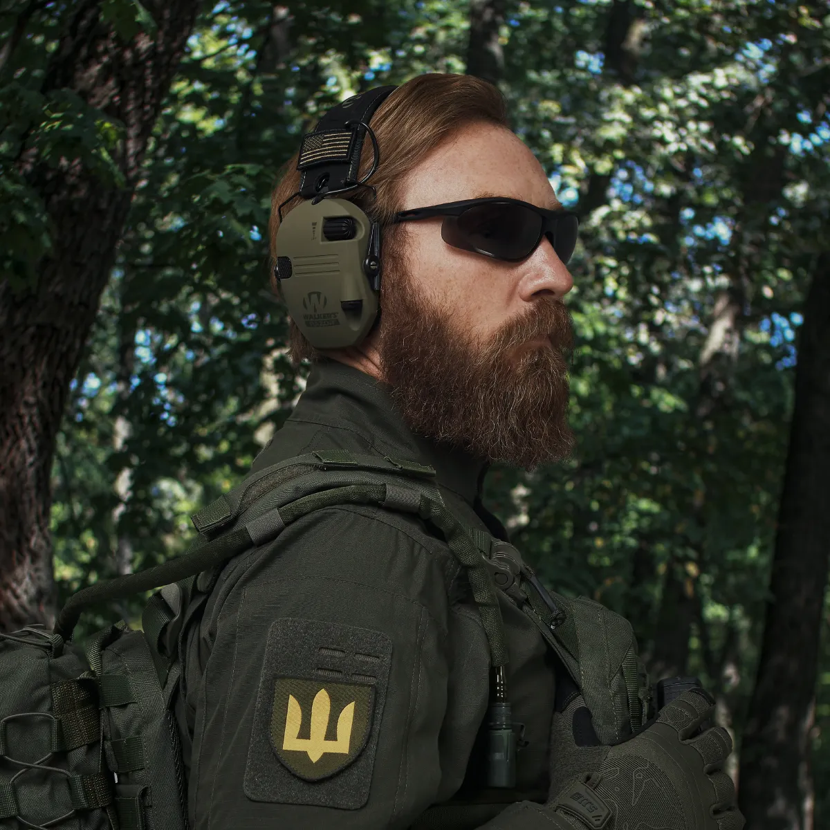 Активні навушники Walker's Razor Patriot OD Green з наголів'ям. Виробник США 3